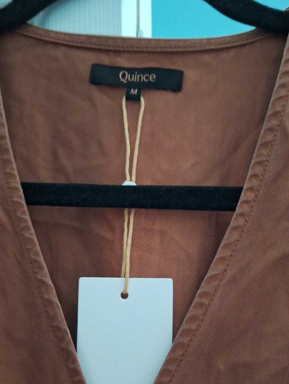 Quince Vintage Wash Tencel Button Front Midi Dress Terracotta M NWT - Picture 3 of 4